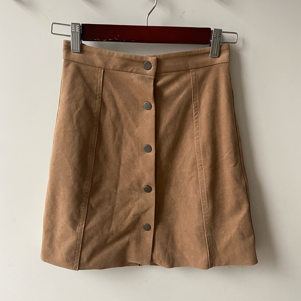 Wilfred Camel A-Line Skirt with Button Accents